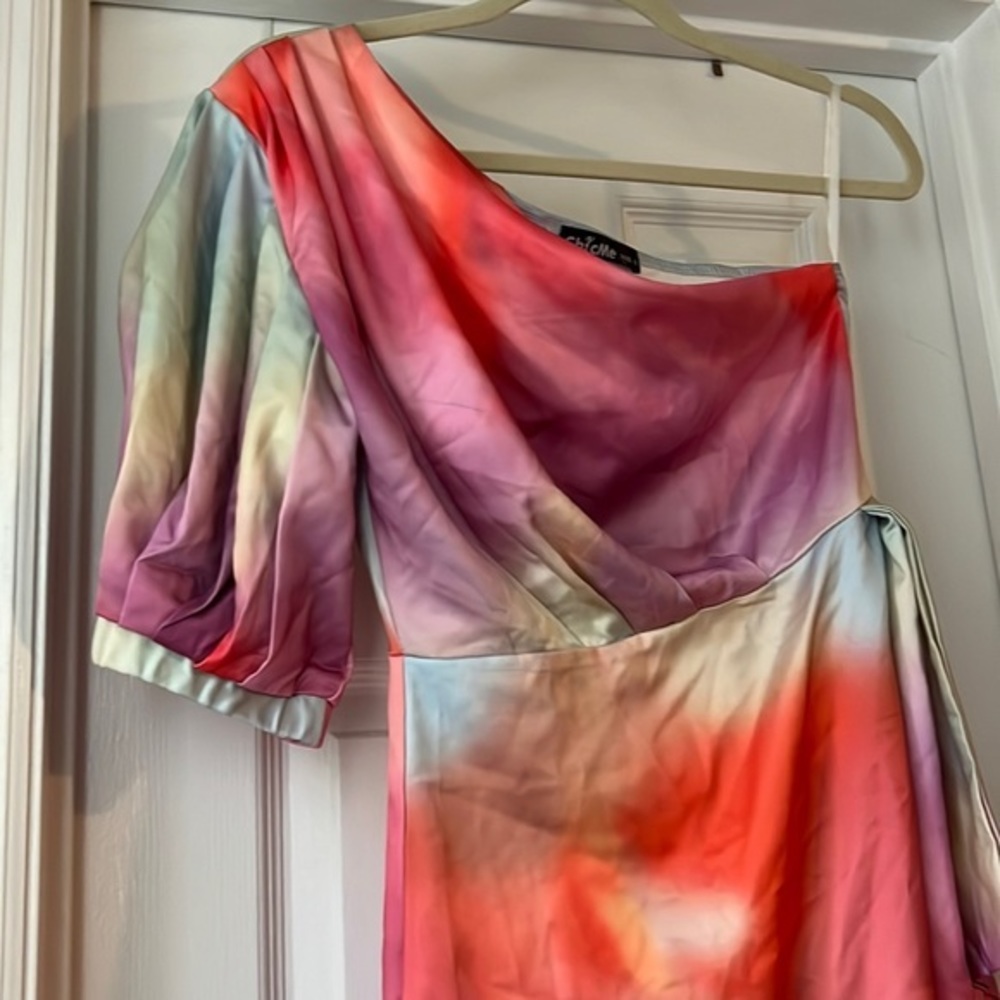 ChicMe Tie Dye Rainbow Dress - One Sleeve - Size S